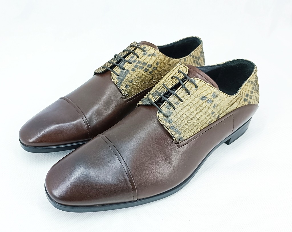 original EMPORIO ARMANI mix snake skin unused full leather brown 9US ...