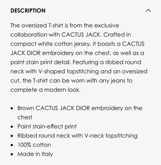 Dior x Cactus Jack Oversized T-Shirt White/Multicolor