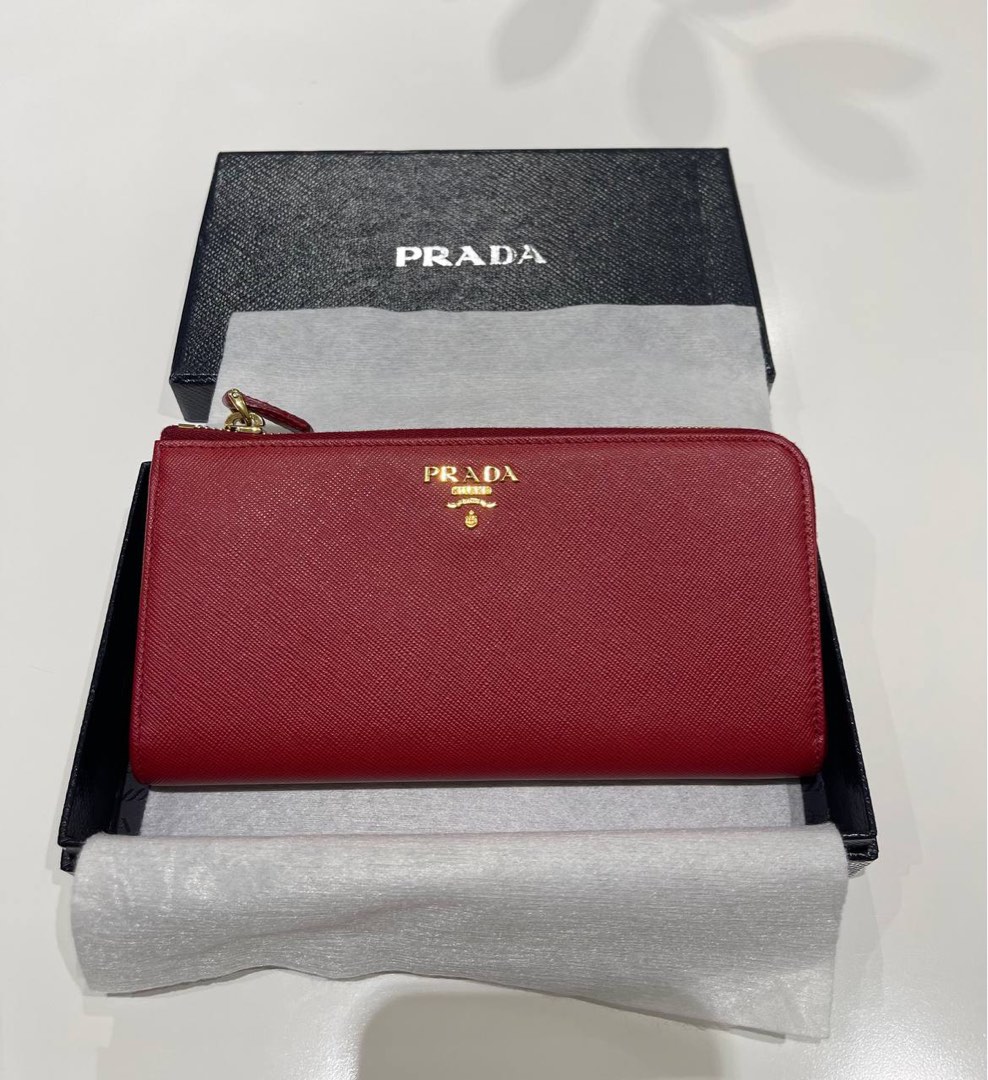 Prada Red Wallet, Women's Fashion, Bags & Wallets, Wallets & Card ...
