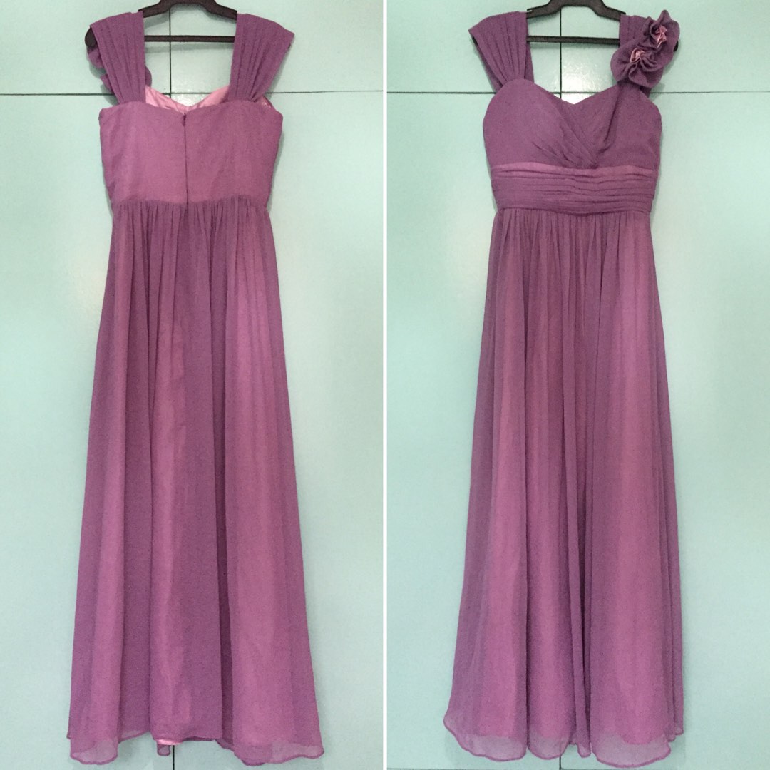 Purple Chiffon Long Evening Gown, Women's Fashion, Dresses & Sets, Evening dresses & gowns on ...