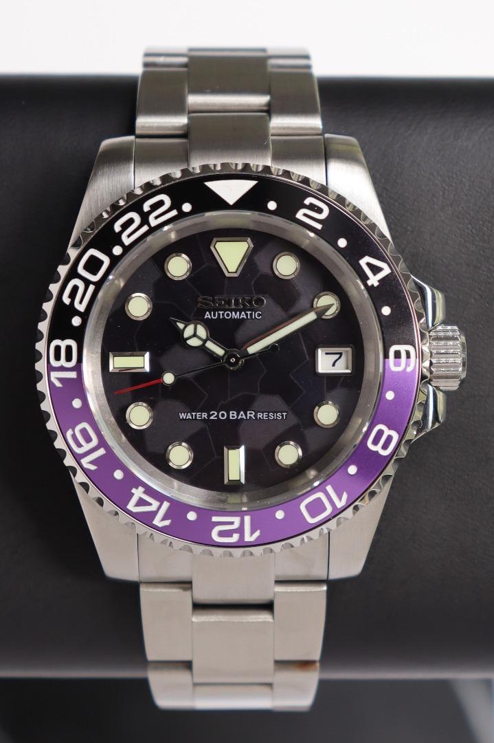 Purple GMT Submariner Seiko Mod Custom Watch- Men's Automatic Yacht/GMT  Master, Men's Fashion, Watches & Accessories, Watches on Carousell