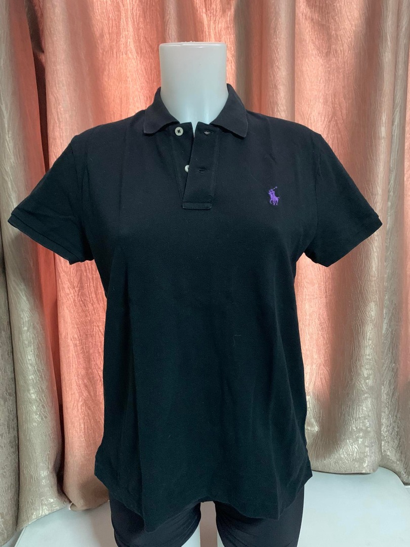 Ralph Lauren Black Poloshirt Purple Logo, Women's Fashion, Tops, Blouses on  Carousell