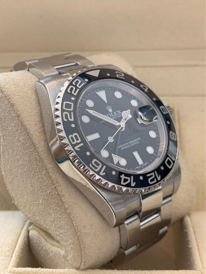 Rolex Gmt Master Ii Black Dial Green Hand Blue Lume Oystersteel Ref116710ln Preowned 2016 5096