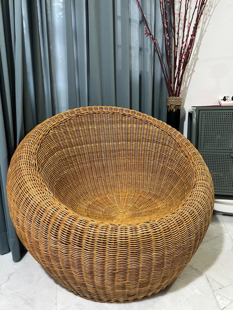 Round Rattan Chair, Furniture & Home Living, Furniture, Chairs on Carousell