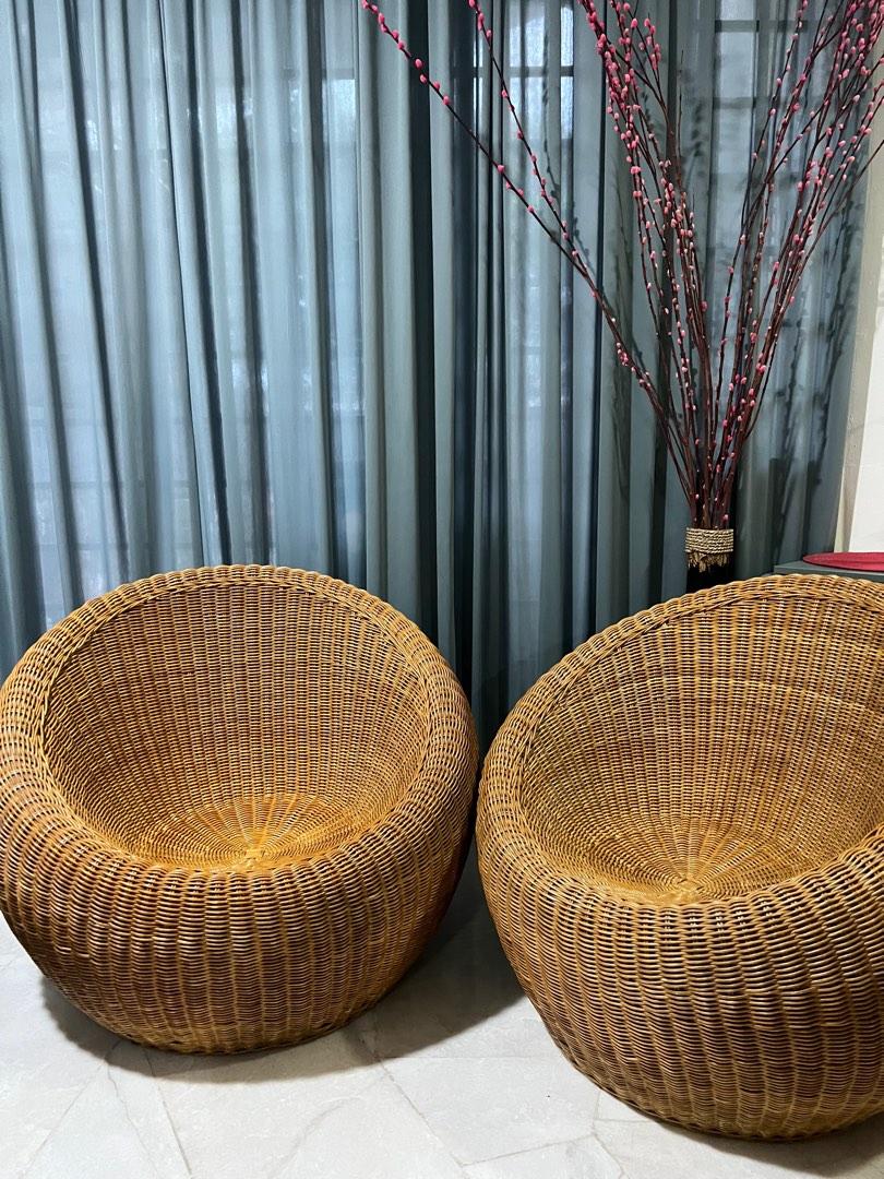 Round Rattan Chair, Furniture & Home Living, Furniture, Chairs on Carousell
