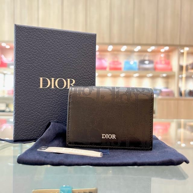 Business Card Holder Black Dior Oblique Galaxy Leather