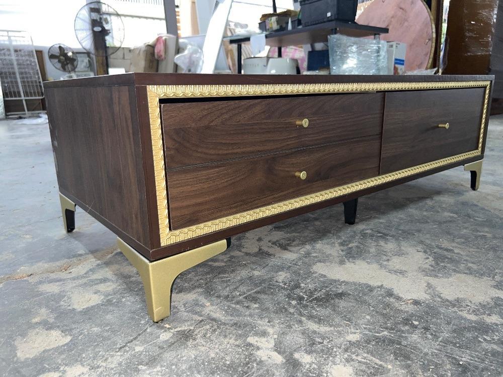 Simplified Design Coffee Table Brown Colour Meja Kopi Rekaan Ringkas