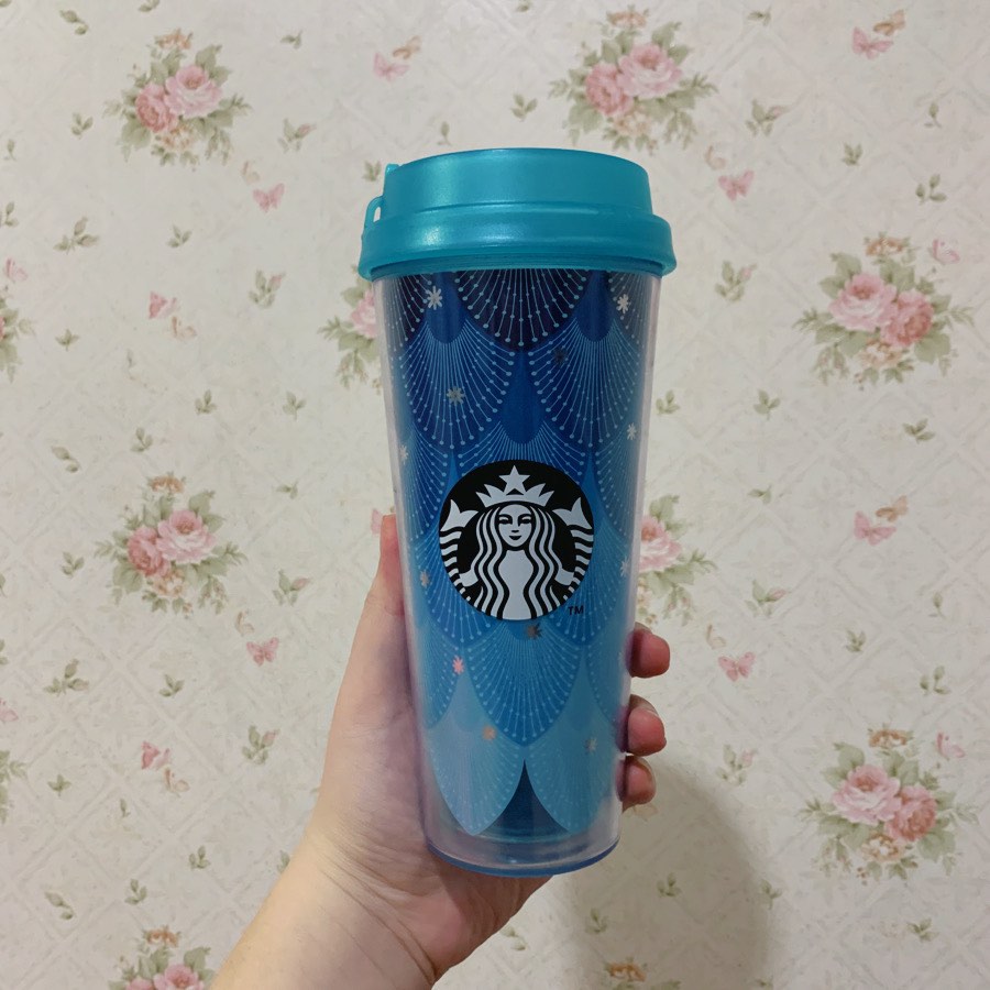 Starbucks Tumbler Biru Original ukuran Grande 473 ml, Kitchen & Appliances di Carousell