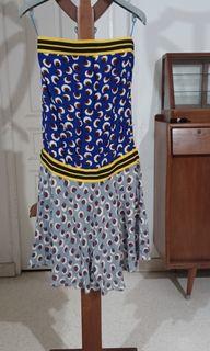 Stella McCartney Blossom Print Elastic Strapless silk dress