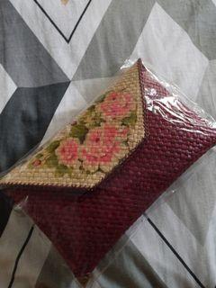 Handwoven Tan Rattan Envelope Clutch Bag from Bali - Casual Afternoon