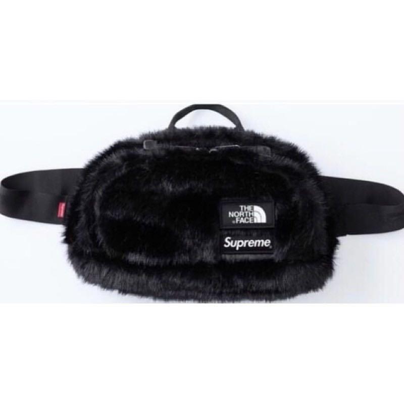 Supreme®/The North Face® Faux Fur Waist Bag 皮草黑綠腰包, 男裝, 袋