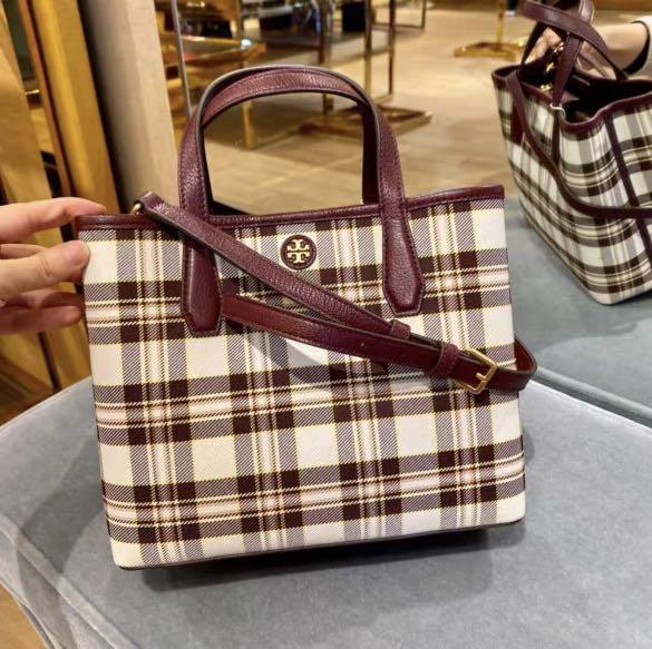 Tory Burch Blake checkered plaid small tote bag handbag shoulderbag,  Luxury, Bags & Wallets on Carousell