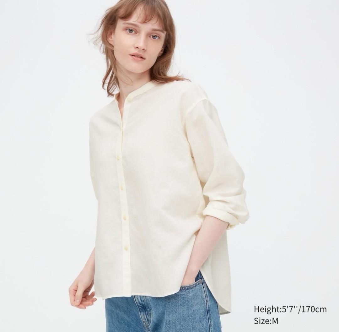 Uniqlo Linen Blend 3/4 Sleeve, Women's Fashion, Tops, Blouses on Carousell