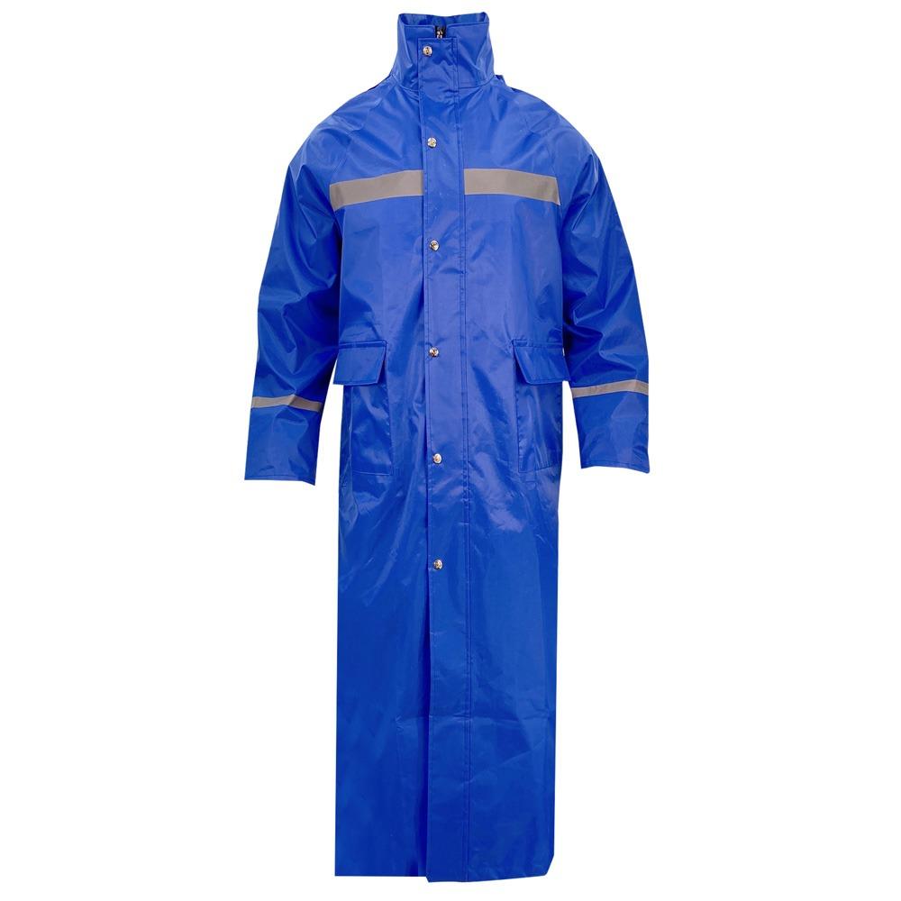 SKRT057 Unisex Blue Waterproof Long Jacket Reflective Strips