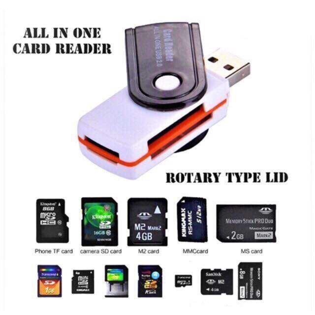 USB 4 IN 1 CARD READER 2.0 certified for 480Mbps fast data transfer