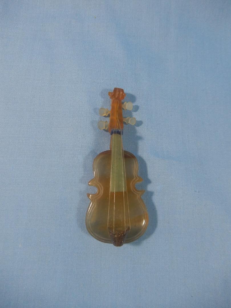 Vintage Chinese semi precious stone miniature musical string ...