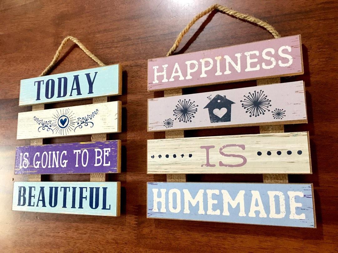 Wooden Hanging Quotes/Wall Decor (2 pcs.), Furniture & Home Living ...