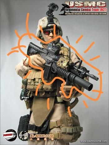 Brinquedo Hot Toys escala 1/6 - Rifle sniper camuflado M40A3 com supressor