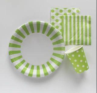 12PC SET ESKIMO Paper Plate Disposable  9 Inch Lime Green Paper Party Plate Décor Party Supplies 