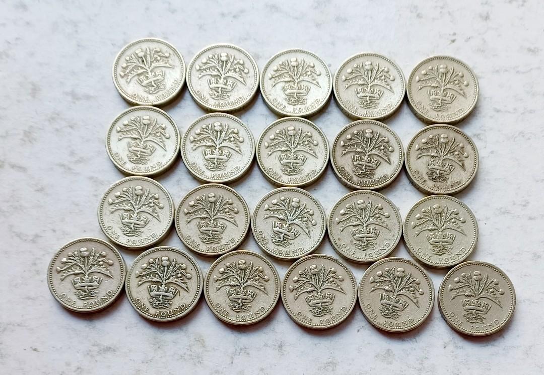 英國1984年1英鎊硬幣共21枚(品相實物如圖), 興趣及遊戲, 收藏品及紀念品, 錢幣- Carousell