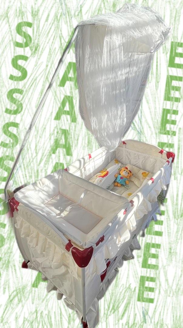 3 in 1 playpen crib rocker, Babies & Kids, Baby Nursery & Kids Furniture, Cots & Cribs on Carousell