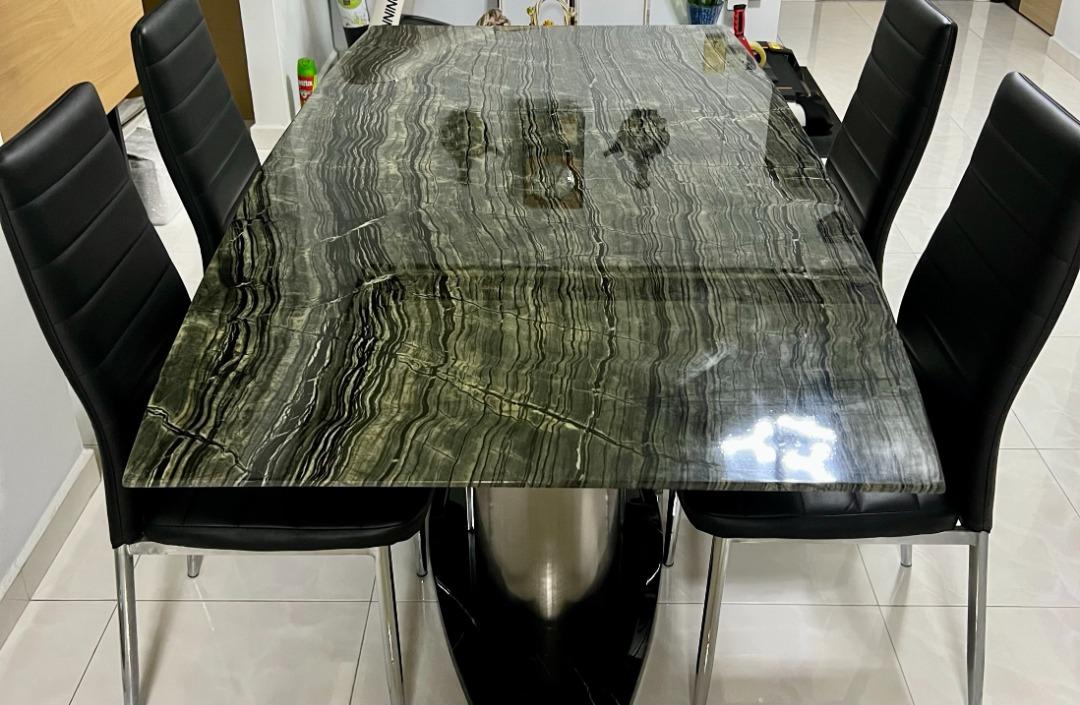 6-Seater Dining Table (Real Stone Table Top), Furniture & Home Living ...