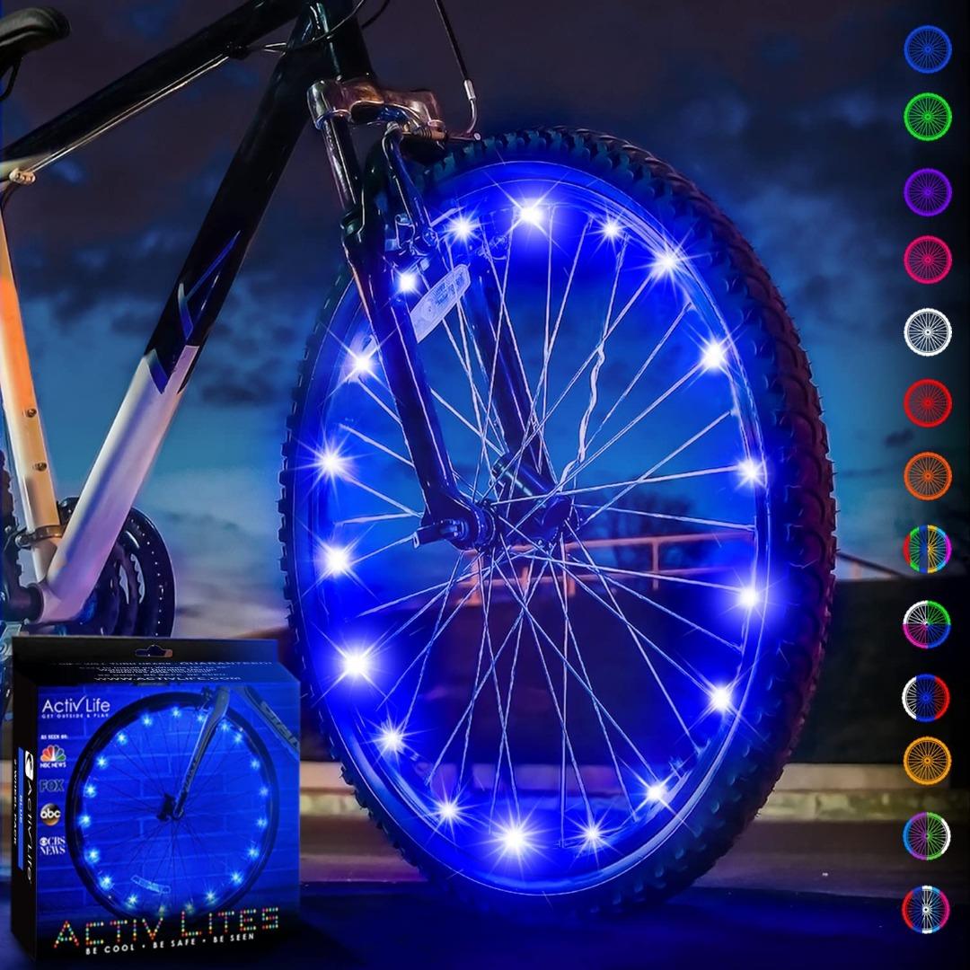 Activ Life 2 Tyre Pack LED Bike Wheel Lights with Batteries Included Get 100% Brighter and Visible from All Angles for Ultimate Safety & Style 