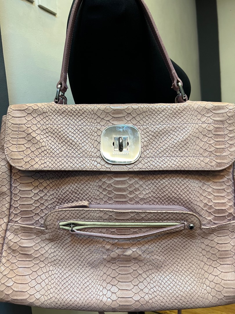 Authentic Longchamp Pink Snakeskin Embossed Gatsby Bag Limited Edition ...