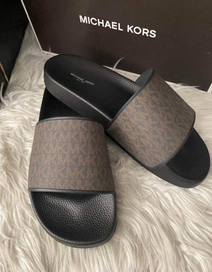 Michael kors top slides mens silver