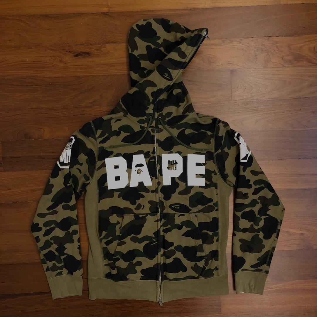 BAPE Undefeated full zip hoodie 1st camo green M Size A