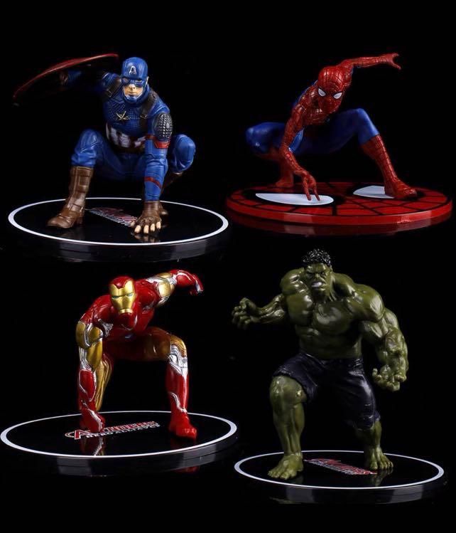 Big size spiderman iron man hulk captain america marvel avenger hero  birthday cake topper decoration toys figurines