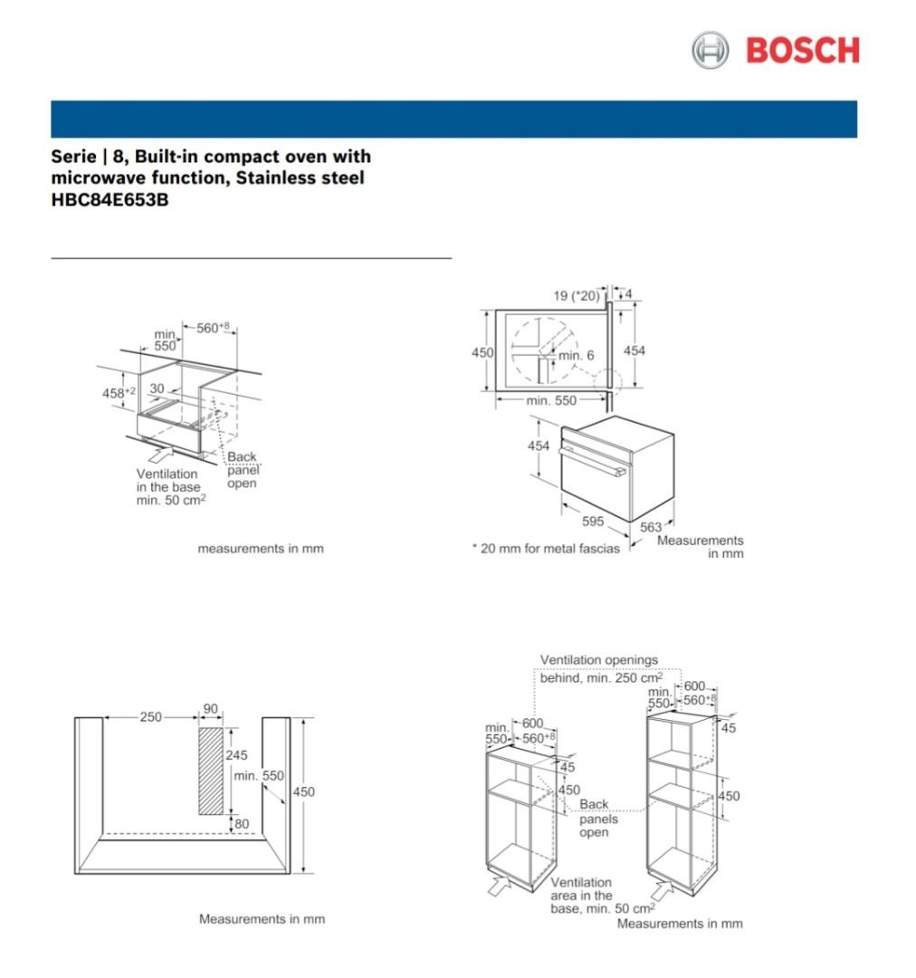 Bosch premium builtin compact oven with microwave function 60x45cm