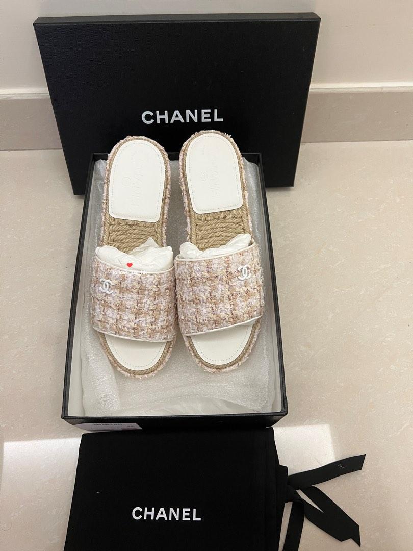 Chanel discount tweed mules