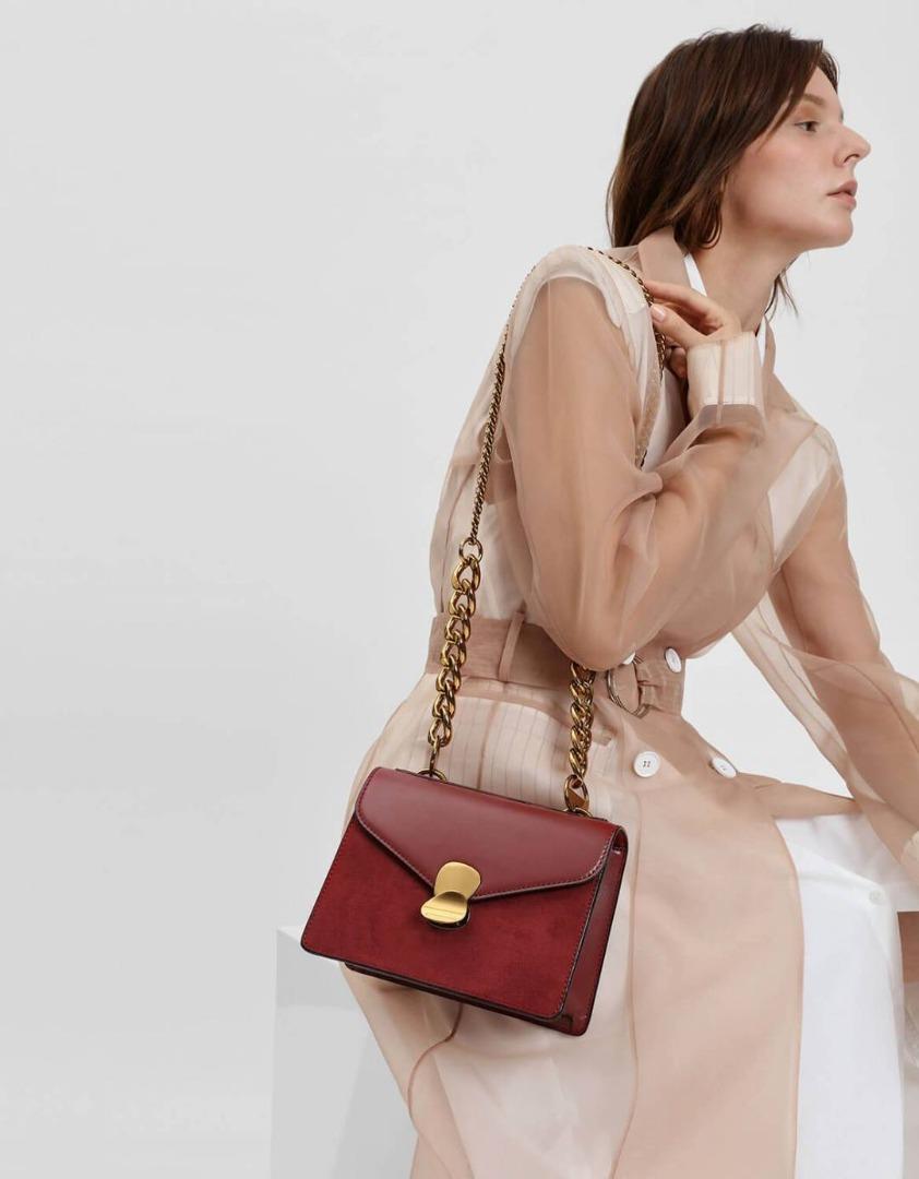 Metal detail front flap bag shop