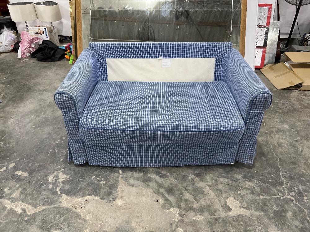 Comfortable Striped Fabric Sofa Bed Blue Colour / Katil Sofa Kain