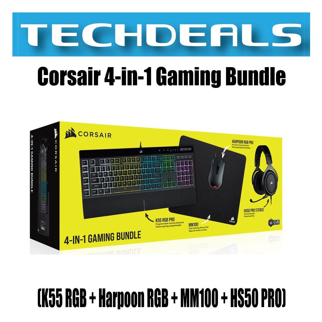 Corsair 4-in-1 Gaming Bundle (K55 RGB + Harpoon RGB + MM100 + HS50 PRO),  Computers & Tech, Parts & Accessories, Other Accessories on Carousell