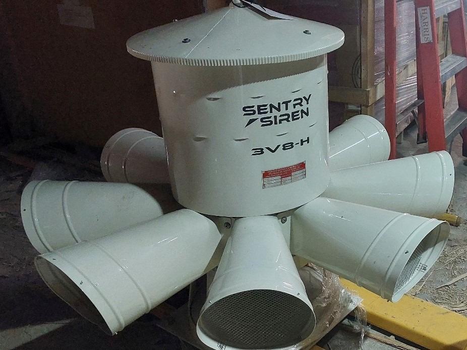 Electro-Mechanical Warning Siren (Category: Soundbars, Speakers & Amplifiers) located in Mandaluyong City. Submitted by rescuequipment (Listing ID 1183526819, Image 1). Description: Sentry Siren 3V8-H Electro-Mechanical Warning Siren. No speakers or amplifiers here, just real, honest, big-time, worry free sound. 100% Maintenance Free. Not just a part of the siren, the whole system !! NON-ROTATING. Forget about the worries of rotating sirens, this