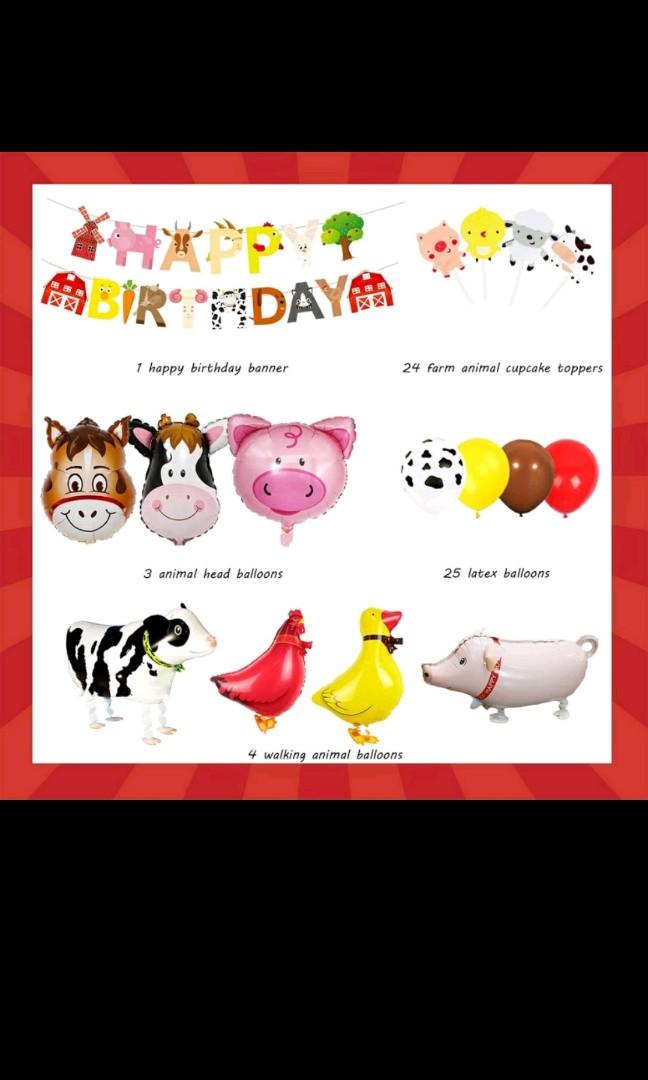 Farm Animal Themed Birthday party decorations- Background, triangle and