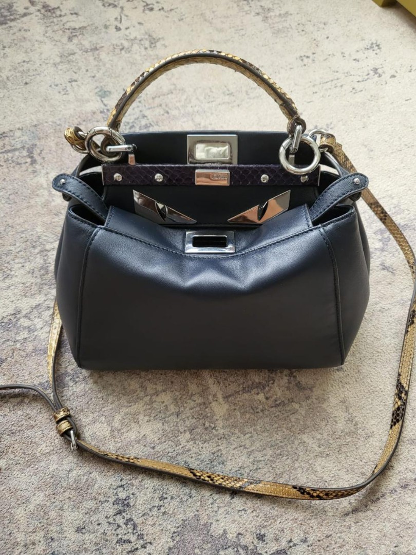 Fendi mini peekaboo phyton trim monster. 23x11x18cm With dustbag and strap Only