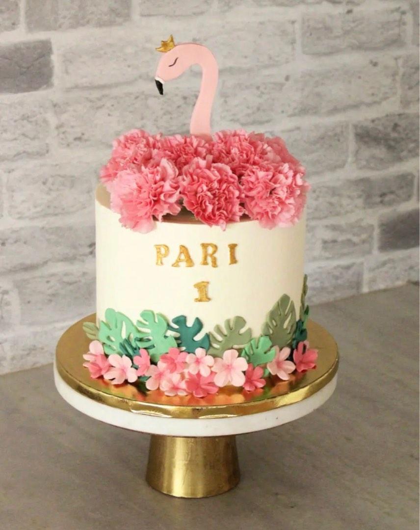 Pretty Pink Flamingo creamy Birthday Cake | Gurgaon Bakers