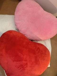 Franc Franc beautiful rose red & roman pink medium chubby heart cushions x2 法式超靚軟熟絨中size心型咕臣兩個64191255422593110