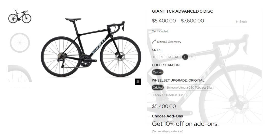 GIANT TCR ADVANCED 0 DISC Ultegra Ultegra DI2 Shimano Ultegra C50 Tubeless Disc size L