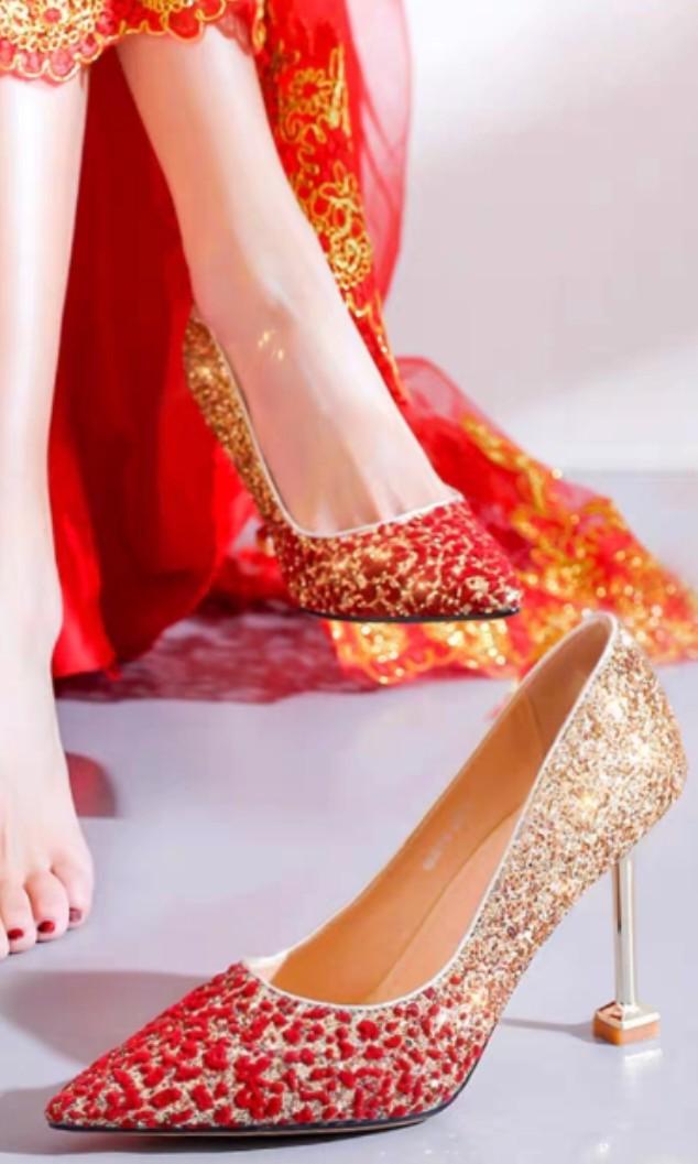 Red glitter wedding cheap shoes