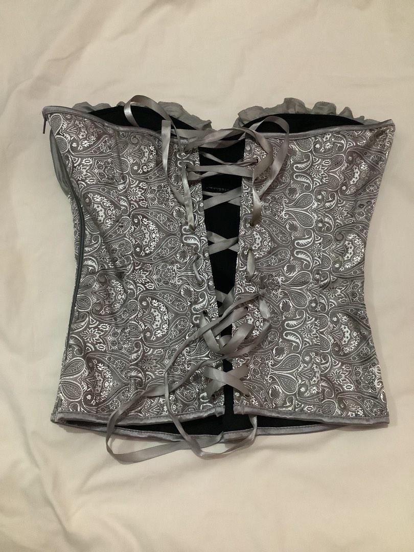 Gray/Silver Corset Top, Women's Fashion, Tops, Others Tops on Carousell
