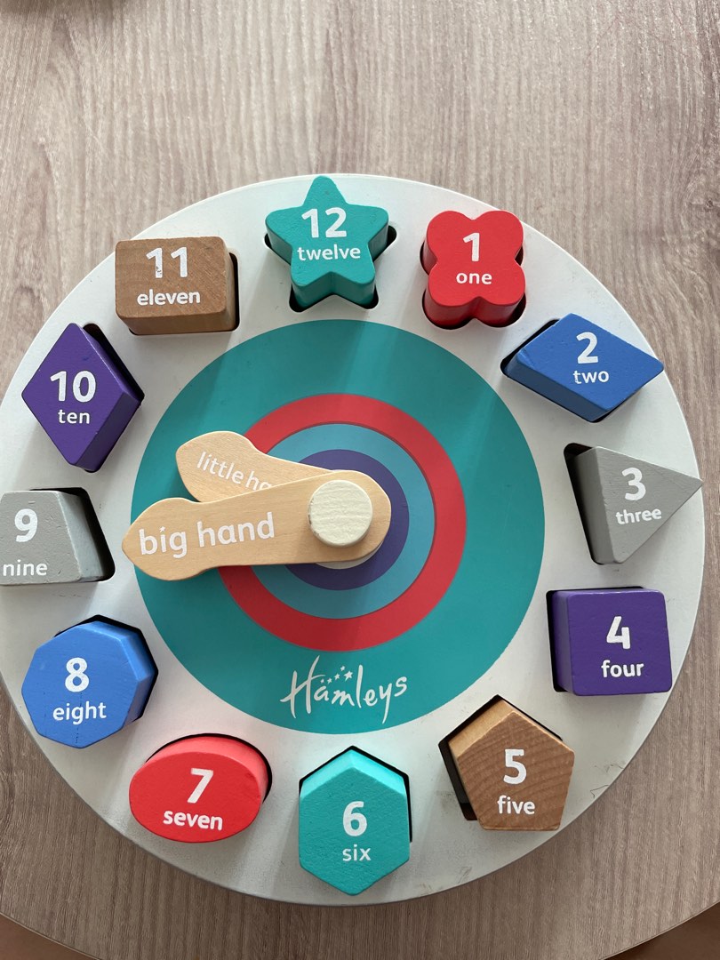 Hamleys wooden teaching clock, Hobbies & Toys, Toys & Games on Carousell