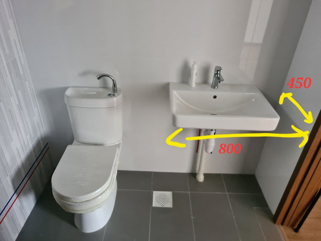 HDB Toilet Bowl & Sink (2x Full Set), Furniture & Home Living, Bathroom