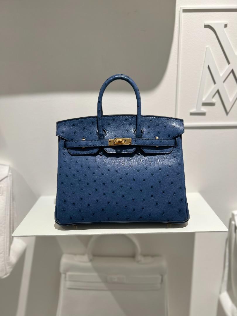 HERMES Ostrich Birkin 25 Deep Blue 1232356