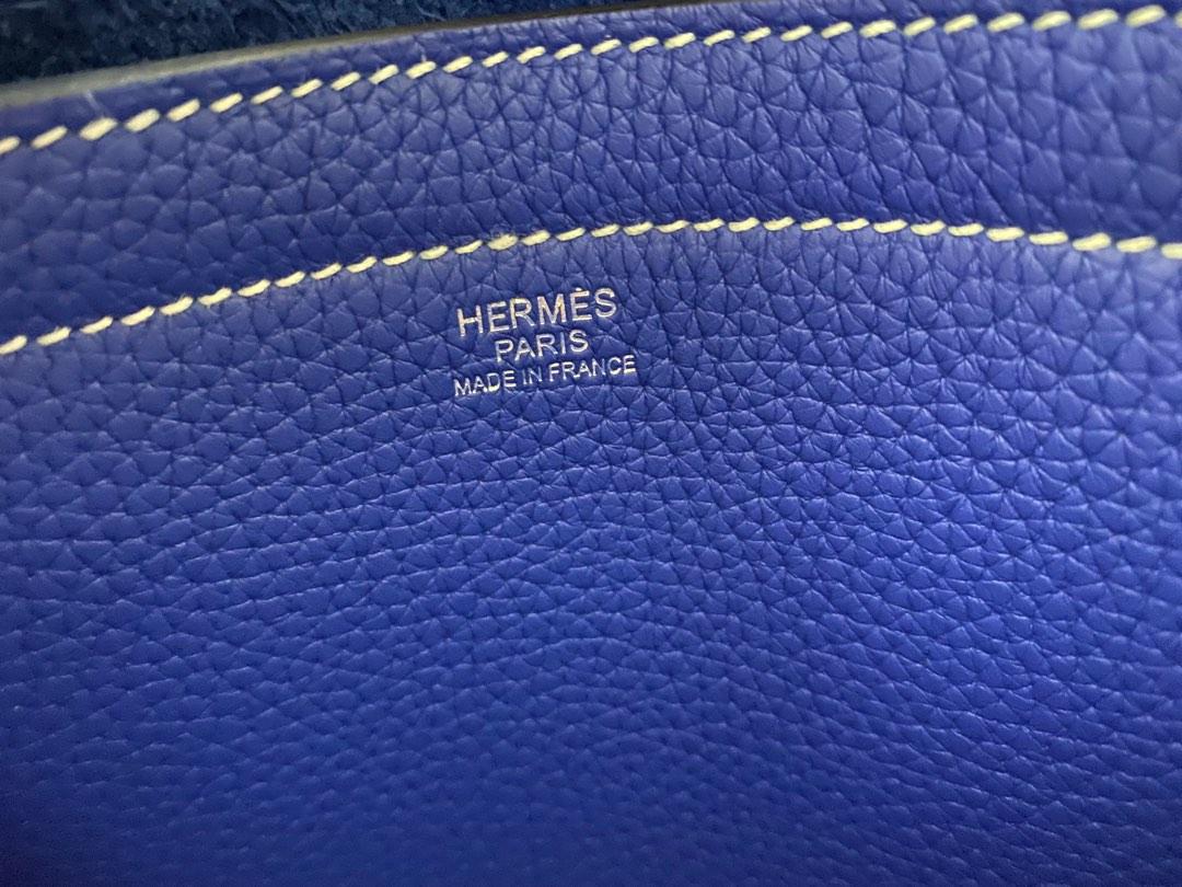 HERMES Clemence Leather Cabasellier 31 Shoulder Bag Royal Blue