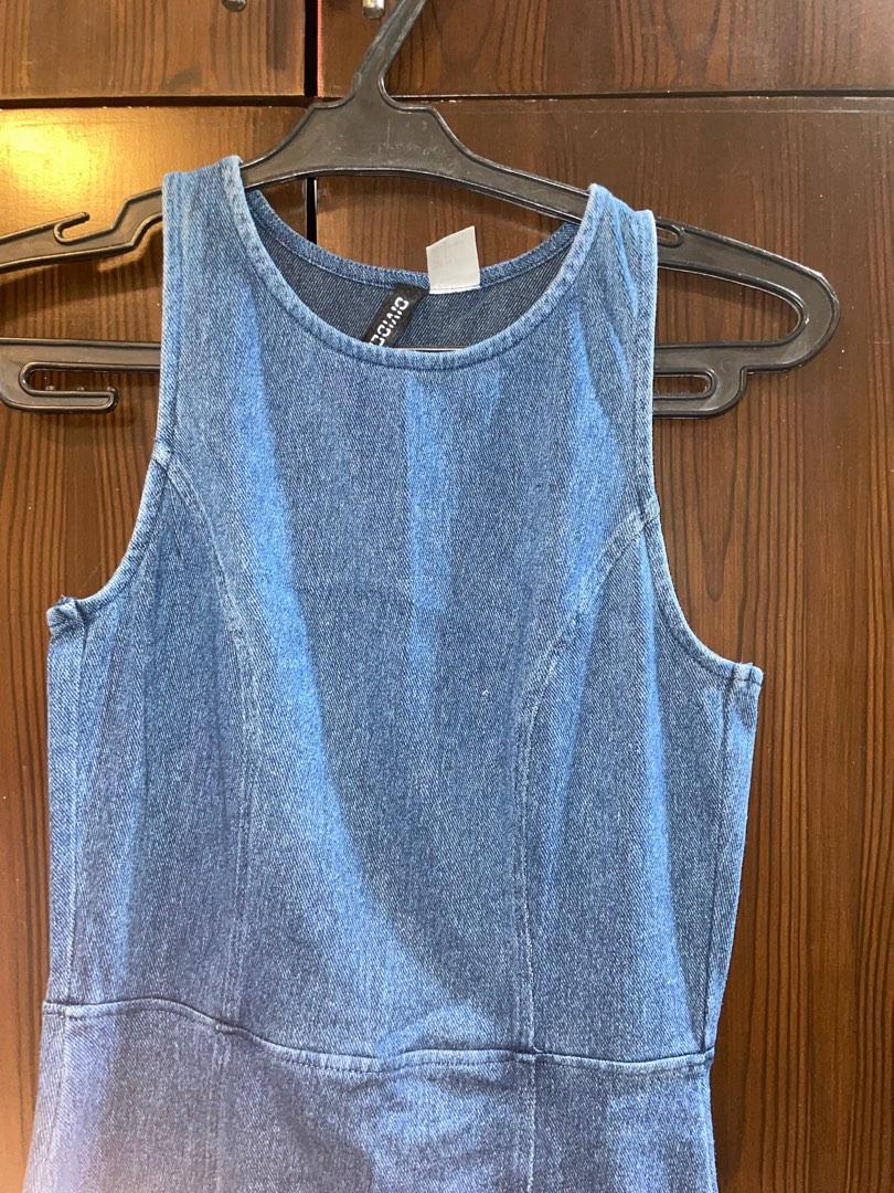 H&M Denim Blue Halter Dress (with open back), Women's Fashion, Dresses &  Sets, Dresses on Carousell