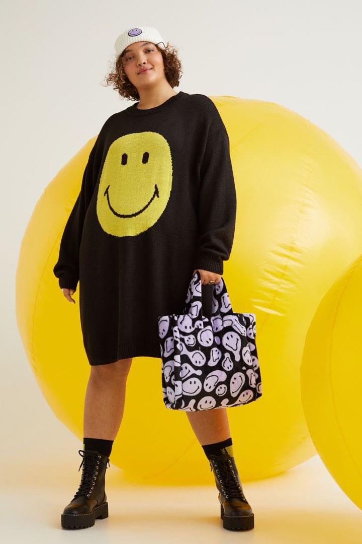 H M x Smiley Oversized Sweatshirt Dress Women s Fashion Dresses